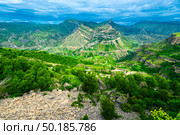 Mountain landscape of the picturesque mountain village of Gunib. Dagestan. Стоковое фото, фотограф Константин Лабунский / Фотобанк Лори