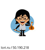 bitcoin crypto currency theme cartoon female woman miner girl vector. bitcoin crypto currency theme cartoon female woman miner girl. Стоковая иллюстрация, агентство Ingram Publishing / Фотобанк Лори