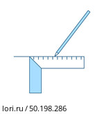 Pencil Line With Scale Icon. Thin Line With Blue Fill Design. Vector Illustration. Стоковая иллюстрация, агентство Ingram Publishing / Фотобанк Лори
