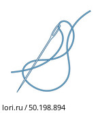 Sewing Needle With Thread Icon. Thin Line With Blue Fill Design. Vector Illustration. Стоковая иллюстрация, агентство Ingram Publishing / Фотобанк Лори