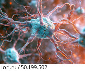 Colorful illustration of neurons showcasing intricate connections in a scientific study context. Стоковое AI-изображение, AI-художник Татьяна  Бральнина / Фотобанк Лори