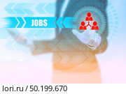 business woman hand touching JOBS sign,Business concept with visual background. Стоковое фото, агентство Ingram Publishing / Фотобанк Лори