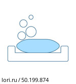 Soap-dish Icon. Thin Line With Blue Fill Design. Vector Illustration. Стоковая иллюстрация, агентство Ingram Publishing / Фотобанк Лори