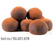 Chocolate truffles isolated on white background. Стоковое фото, агентство Ingram Publishing / Фотобанк Лори