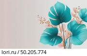 Colorful tropical leaves in various shapes and sizes, featuring shades of green, pink, and white, creating a vibrant and lively botanical illustration with a soft background. Стоковое AI-видео, аниматор Ирина Ручушкина / Фотобанк Лори