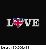 Love typography with United Kingdom flag design vector. Стоковая иллюстрация, агентство Ingram Publishing / Фотобанк Лори