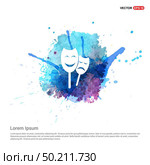 Theatrical masks Icon - Watercolor Background. Стоковая иллюстрация, агентство Ingram Publishing / Фотобанк Лори