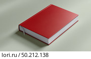 Elegant red journal resting on a smooth beige surface in soft light. Стоковое AI-изображение, AI-художник Katsiaryna Repich / Фотобанк Лори