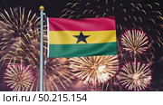 AI Generative The national flag of the independence of the state of Ghana, background of fireworks. Стоковое AI-видео, аниматор Spirit River / Фотобанк Лори