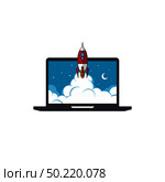 notebook laptop boost start up space rocket shuttle theme vector. notebook laptop boost start up space rocket shuttle theme. Стоковая иллюстрация, агентство Ingram Publishing / Фотобанк Лори
