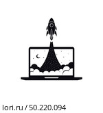 notebook laptop boost start up space rocket shuttle theme vector. notebook laptop boost start up space rocket shuttle theme. Стоковая иллюстрация, агентство Ingram Publishing / Фотобанк Лори