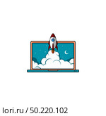 notebook laptop boost start up space rocket shuttle theme vector. notebook laptop boost start up space rocket shuttle theme. Стоковая иллюстрация, агентство Ingram Publishing / Фотобанк Лори