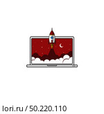 notebook laptop boost start up space rocket shuttle theme vector. notebook laptop boost start up space rocket shuttle theme. Стоковая иллюстрация, агентство Ingram Publishing / Фотобанк Лори