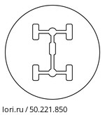 Undercarriage Chassis Carriage for car Vehicle frame icon in circle round outline black color vector illustration flat style simple image. Undercarriage Chassis Carriage for car Vehicle frame icon in circle round outline black color vector illustration flat style image. Стоковая иллюстрация, агентство Ingram Publishing / Фотобанк Лори