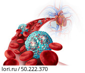 Eosinophil white blood cell inside the human body related to the immune system and allergy or asthma medical condition as cells inside an artery anatomy concept as a 3D illustration. Стоковое фото, агентство Ingram Publishing / Фотобанк Лори