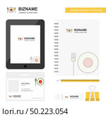 Food Business Logo, Tab App, Diary PVC Employee Card and USB Brand Stationary Package Design Vector Template. Стоковая иллюстрация, агентство Ingram Publishing / Фотобанк Лори