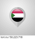 Map Navigation pointer with Sudan flag design vector. Стоковая иллюстрация, агентство Ingram Publishing / Фотобанк Лори