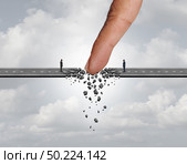Destroy business trust or obstruction concept as a giant finger obstructing a meeting or workplace relationship with 3D illustration elements. Стоковое фото, агентство Ingram Publishing / Фотобанк Лори