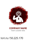 bulb concept Creative idea icon - Red WaterColor Circle Splash. Стоковая иллюстрация, агентство Ingram Publishing / Фотобанк Лори