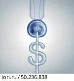 IVF cost and the price for fertility treatments or the expenses of infertility medical procedures as an assisted reproductive technology health care concept with a fertilized human egg embryo with dollar sign equipment. Стоковое фото, агентство Ingram Publishing / Фотобанк Лори