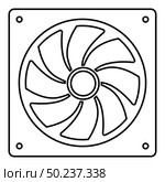 Fan for computer processor Cooler CPU cooling system Ventilator icon outline black color vector illustration flat style simple image. Стоковая иллюстрация, агентство Ingram Publishing / Фотобанк Лори