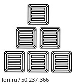 Pyramid crates Wooden boxs Containers icon outline black color vector illustration flat style simple image. Стоковая иллюстрация, агентство Ingram Publishing / Фотобанк Лори