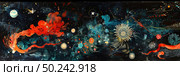 Dynamic painting featuring a plethora of vibrant colors and diverse shapes intermingling on the canvas, creating a visually stimulating composition. Стоковое AI-изображение, AI-художник Данила Большаков / Фотобанк Лори
