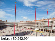 San Marco square from the San Marco Cathedral in Venice, Italy. Most visited and famous square in Venice.. Doges Palace in Venice. Стоковое фото, агентство Ingram Publishing / Фотобанк Лори