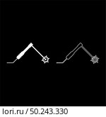 Welding process Spark from electrode with torch Work and tools concept icon outline set white color vector illustration flat style simple image. Стоковая иллюстрация, агентство Ingram Publishing / Фотобанк Лори