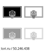 Basketball hoop and ball Backboard and grid basket icon outline set black grey color vector illustration flat style simple image. Basketball hoop and ball Backboard and grid basket icon outline set black grey color vector illustration flat style image. Стоковая иллюстрация, агентство Ingram Publishing / Фотобанк Лори