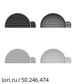 Igloo dwelling with icy cubes blocks Place when live inuits and eskimos Arctic home Dome shape icon outline set black grey color vector illustration flat style simple image. Igloo dwelling with icy cubes blocks Place when live inuits and eskimos Arctic home Dome shape icon outline set black grey color vector illustration flat style image. Стоковая иллюстрация, агентство Ingram Publishing / Фотобанк Лори