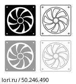 Fan for computer processor Cooler CPU cooling system Ventilator icon outline set black grey color vector illustration flat style simple image. Fan for computer processor Cooler CPU cooling system Ventilator icon outline set black grey color vector illustration flat style image. Стоковая иллюстрация, агентство Ingram Publishing / Фотобанк Лори