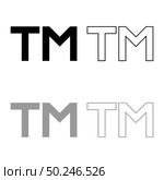 TM letter trademark icon outline set black grey color vector illustration flat style simple image. TM letter trademark icon outline set black grey color vector illustration flat style image. Стоковая иллюстрация, агентство Ingram Publishing / Фотобанк Лори