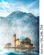 Church Our Lady of the Rocks in Perast, Montenegro. Стоковое фото, агентство Ingram Publishing / Фотобанк Лори