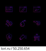 bomb, sheild , camera , whistle , windows , ui , layout , web , user interface , technology , online , shopping , chart , graph , business , seo , network , internet , code , programming , icon, vector, design,  flat,  collection, style, creative,  icons. Стоковая иллюстрация, агентство Ingram Publishing / Фотобанк Лори
