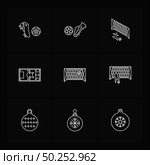 sports , games , atheletes , balls , fitness , football , fifa , russia , cricket , ball , bat , wicket, gym ,  tennis , running, race , hurdles , shoes , flag , icon, vector, design,  flat,  collection, style, creative,  icons. Стоковая иллюстрация, агентство Ingram Publishing / Фотобанк Лори