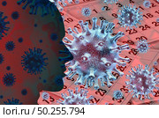 Seasonal flu disease transmitting a virus as an illness outbreak and coronaviruses influenza season background as dangerous flu strain cases as a pandemic medical health risk concept with disease cells as a 3D illustration. Стоковое фото, агентство Ingram Publishing / Фотобанк Лори