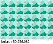 Creative pattern from plaster vertical standing hearts on a light turquoise background with hard shadows. Valentine’s greeting card.. Festive pattern from gypsum hearts with hard shadows. Стоковое фото, агентство Ingram Publishing / Фотобанк Лори