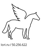 Pegasus Winged horse silhouette Mythical creature Fabulous animal icon outline black color vector illustration flat style simple image. Pegasus Winged horse silhouette Mythical creature Fabulous animal icon outline black color vector illustration flat style image. Стоковая иллюстрация, агентство Ingram Publishing / Фотобанк Лори