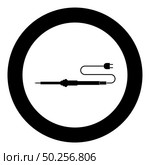 Electric soldering iron for radio repair work icon in circle round black color vector illustration flat style simple image. Electric soldering iron for radio repair work icon in circle round black color vector illustration flat style image. Стоковая иллюстрация, агентство Ingram Publishing / Фотобанк Лори