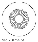 Sunflower flower Sun icon in circle round outline black color vector illustration flat style simple image. Sunflower flower Sun icon in circle round outline black color vector illustration flat style image. Стоковая иллюстрация, агентство Ingram Publishing / Фотобанк Лори