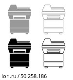 Copy machine Printer copier for office Photocopier Duplicate equipment icon outline set black grey color vector illustration flat style simple image. Copy machine Printer copier for office Photocopier Duplicate equipment icon outline set black grey color vector illustration flat style image. Стоковая иллюстрация, агентство Ingram Publishing / Фотобанк Лори