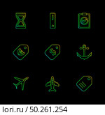 travel , money , shopping , destination , navigation , search , document , car , bus , plane , code , network , seo , sale , tag , discount , icon, vector, design,  flat,  collection, style, creative,  icons. Стоковая иллюстрация, агентство Ingram Publishing / Фотобанк Лори