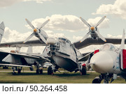 Советский противолодочный самолет - амфибия Бериев Бе - 12 в подмосковном музее ВВС в Монино, Россия. Летающая лодка (2024 год). Редакционное фото, фотограф Дмитрий Заруднев / Фотобанк Лори