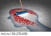 Declutter the mind and eliminating anxiety or negative thinking psychology solution and reduce stress mental health concept or dementia symbol or autism syndrome as a 3D illustration. Стоковое фото, агентство Ingram Publishing / Фотобанк Лори