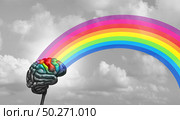 Autism mind and Autistic brain disorder symptoms or asperger syndrome as a neurology icon and mental health spectrum diagnosis and creative education concept with 3D illustration elements. Стоковое фото, агентство Ingram Publishing / Фотобанк Лори