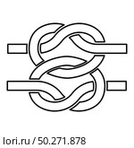 Two nautical knots Ropes Wire with loop Twisted marine cord icon outline black color vector illustration flat style simple image. Two nautical knots Ropes Wire with loop Twisted marine cord icon outline black color vector illustration flat style image. Стоковая иллюстрация, агентство Ingram Publishing / Фотобанк Лори