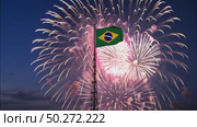 AI Generative The national flag of the independence of the state of Brazil, background of fireworks. Стоковое AI-видео, аниматор Spirit River / Фотобанк Лори
