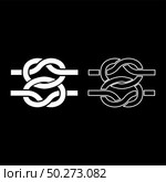 Two nautical knots Ropes Wire with loop Twisted marine cord icon outline set white color vector illustration flat style simple image. Two nautical knots Ropes Wire with loop Twisted marine cord icon outline set white color vector illustration flat style image. Стоковая иллюстрация, агентство Ingram Publishing / Фотобанк Лори