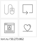 Set of 4 Simple Line Icons for Web and Print such as click, web, arrow, repeat, wedding Vector Illustration. Стоковая иллюстрация, агентство Ingram Publishing / Фотобанк Лори